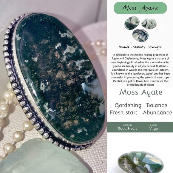 Indian Moss Agate Gemstone Huge Handmade Ring - Picture 7 of 7
